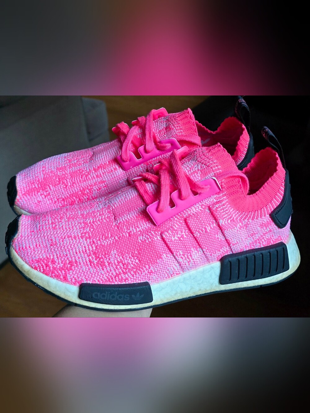 Sz 10 Women's ADIDAS NMD_R1 Primeknit 'Solar Pink'